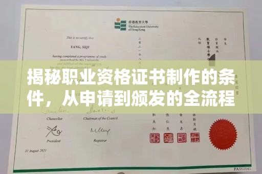 依兰揭秘职业资格证书制作的条件，从申请到颁发的全流程解析